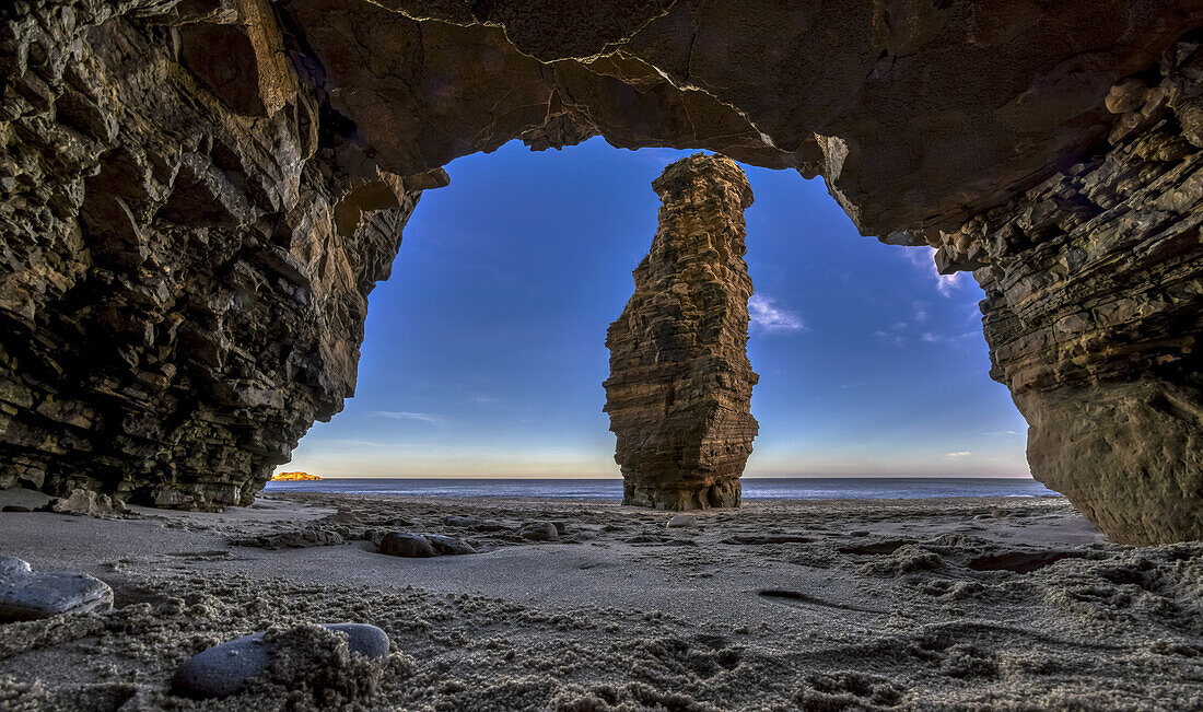 Sea pillar known as Lot's Wife; South Shields, Tyne and Wear, England