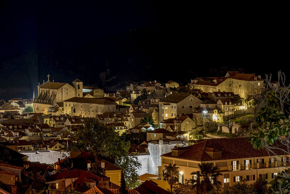 View of the Old City at night; Dubrovnik, Dubrovnik-Neretva County, Croatia