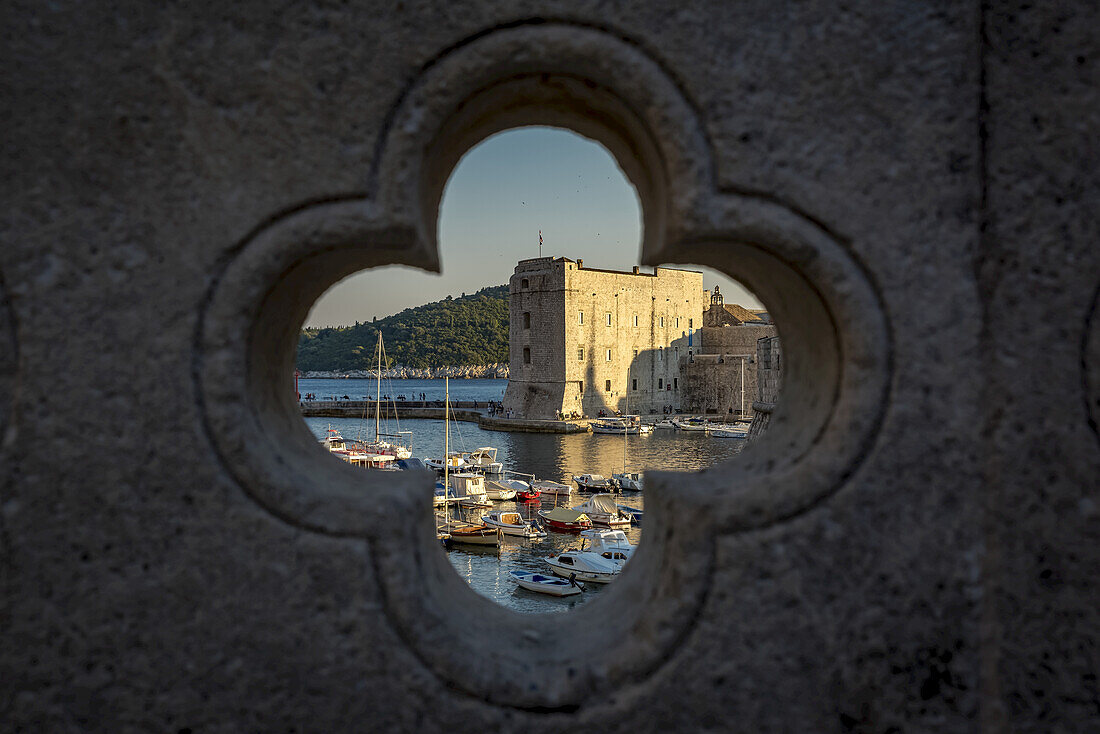 View of St John Fortress and the Old City of Dubrovnik; Dubrovnik-Neretva County, Croatia