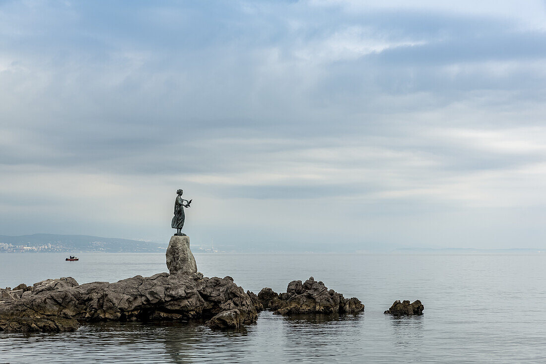 Maiden with the Seagull statue; Opatija, Primorje-Gorski Kotar County, Croatia