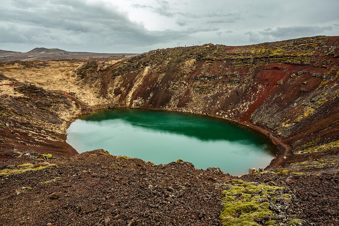 Kerid crater, a volcanic crater lake located in the Grimsnes area; Iceland