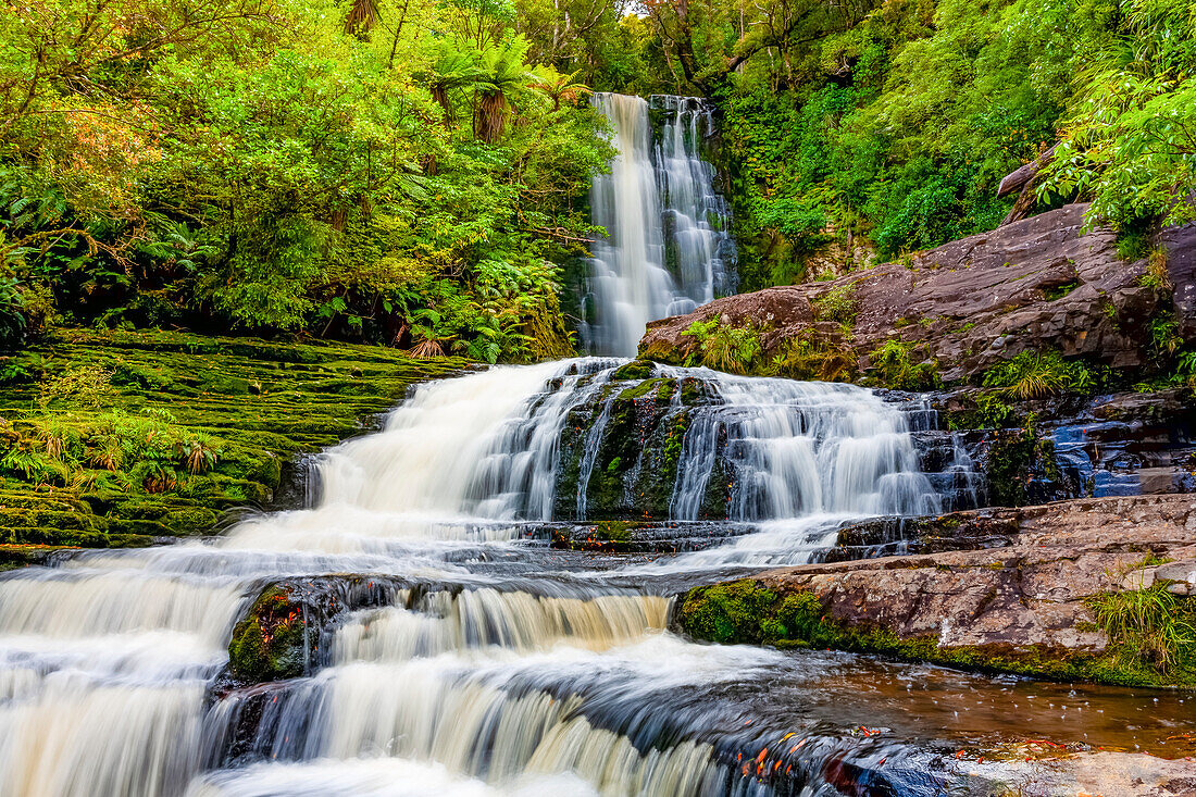 McLean Falls, Tautuku River, Catlins Forest Park; Otago Region, New Zealand