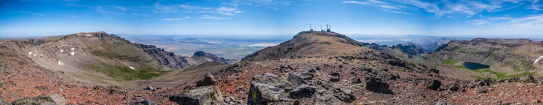 A panoramic view looking east at the summit of Steens Mountain in Southeast Oregon; Frenchglen, Oregon, United States of America