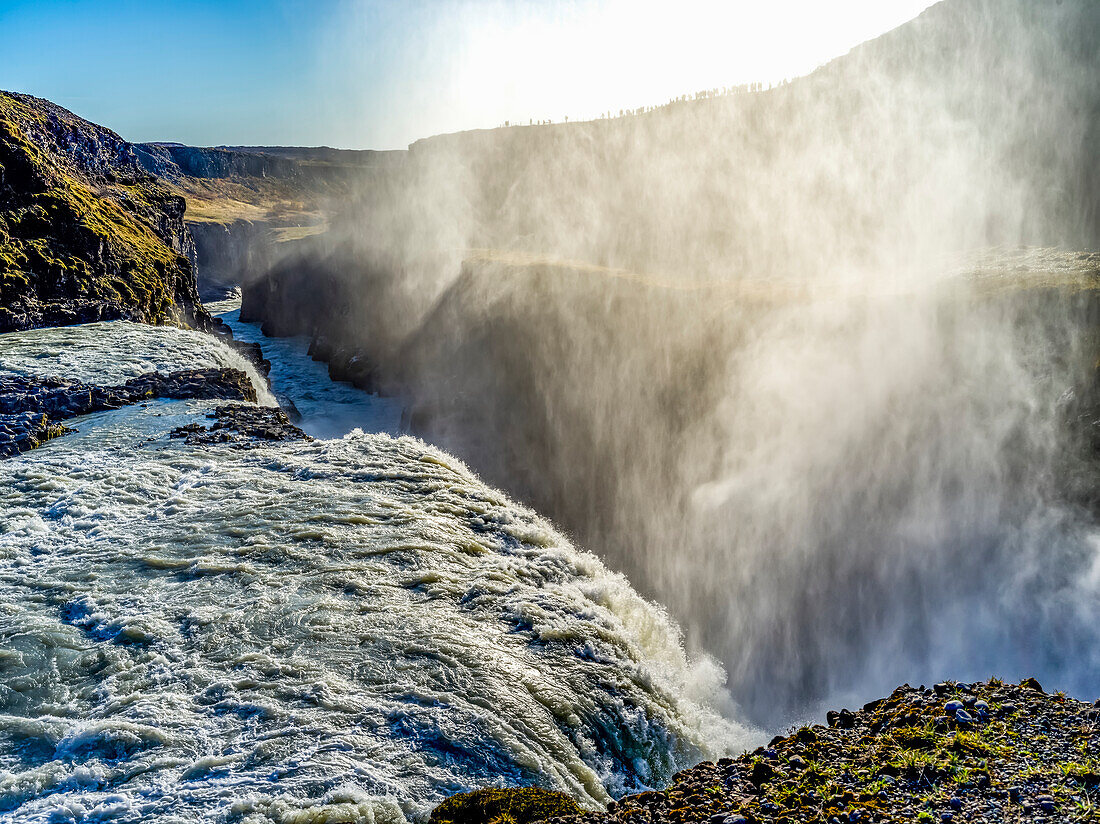 Gullfoss Waterfall, one of Iceland's most iconic and beloved waterfalls; Blaskogabyggo, Southern Region, Iceland