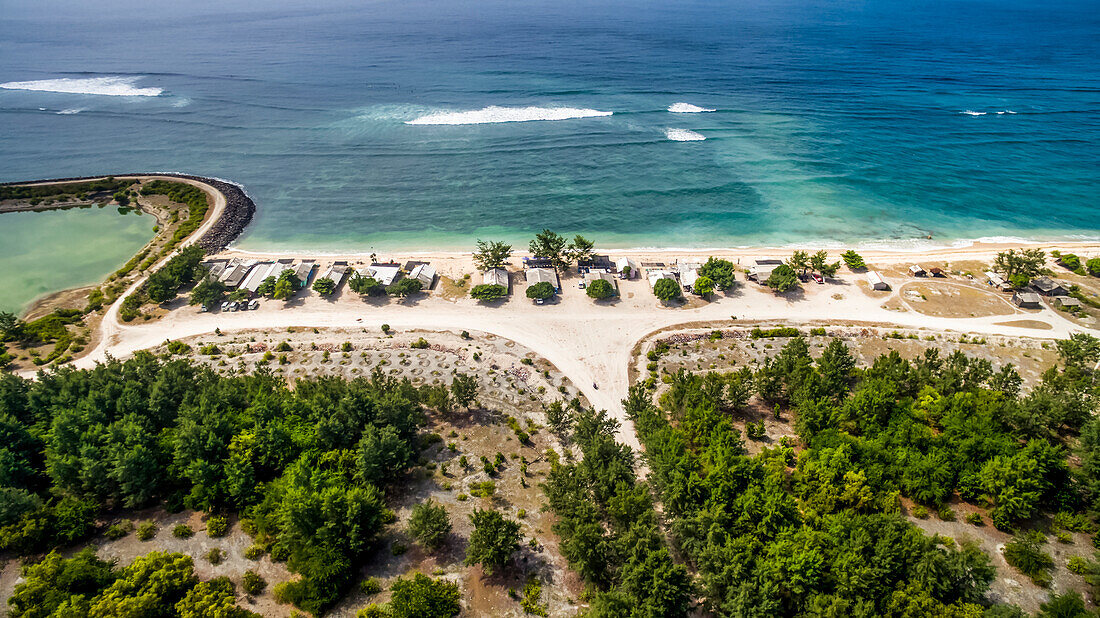 Views over the surf spot of Pulau Serangan, also known as Turtle Island in South Denpasar; Denpasar, Bali, Indonesia