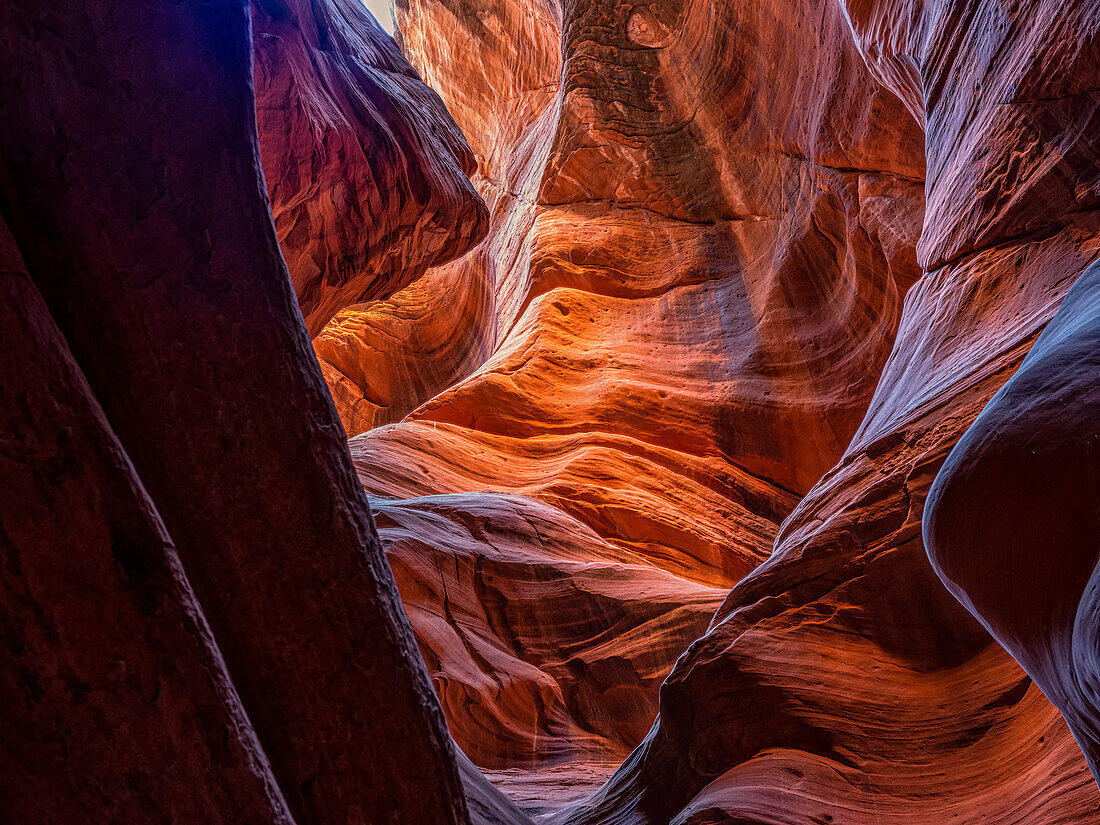 The beautiful sandstone canyons surrounding Page, Arizona. It is amazing being below the earth and seeing the surreal light filtering down into the canyon depths; Page, Arizona, United States of America
