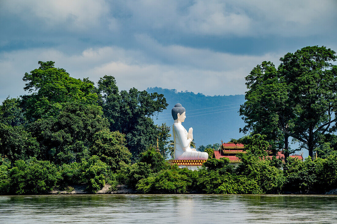 Giant Buddha on Shwe Paw Island along the Ayeyarwady (Irrawaddy) River; Shwegu, Kachin, Myanmar (Burma)