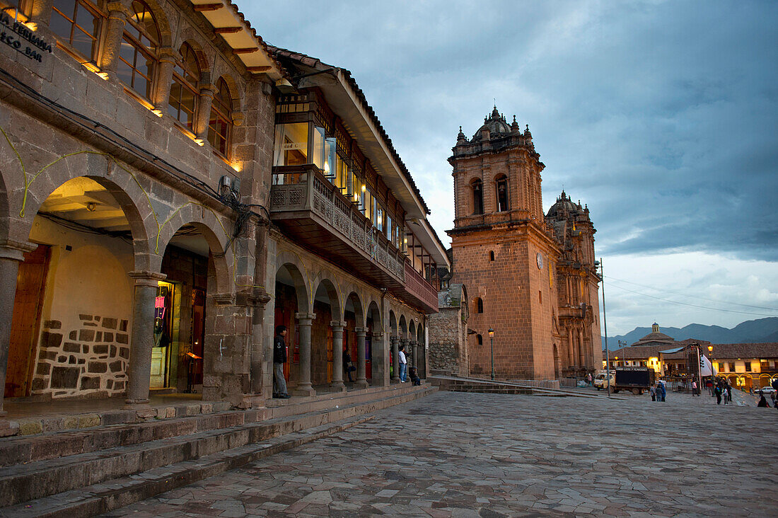 Plaza De Armas And Templo De La Compania De Jesus; Cusco Peru