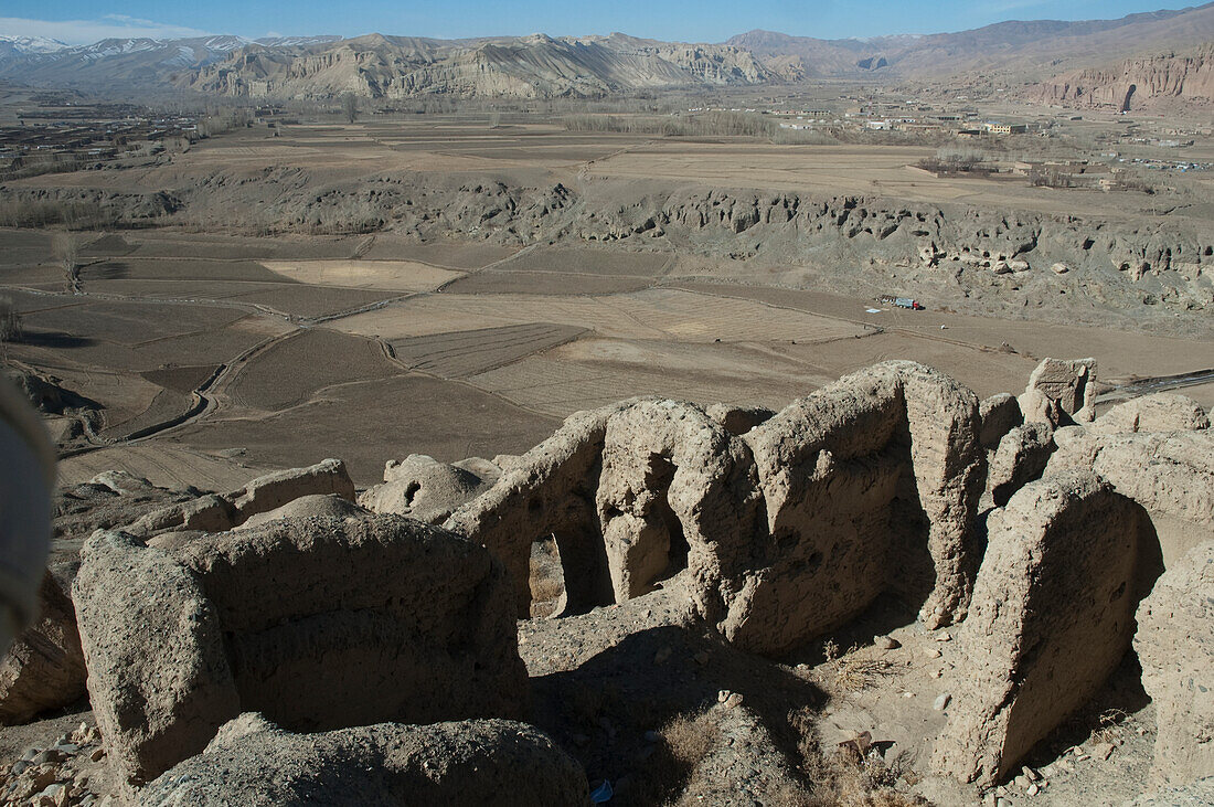 View Of The Bamiyan Valley From Ruins Of The Citadel Of Shar E Gholgola, Bamian Province, Afghanistan