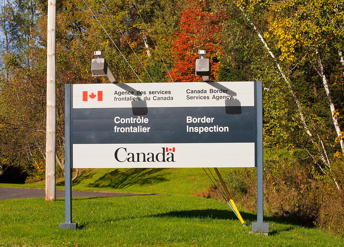 Grenzübergangsschild; Abercorn Quebec Kanada