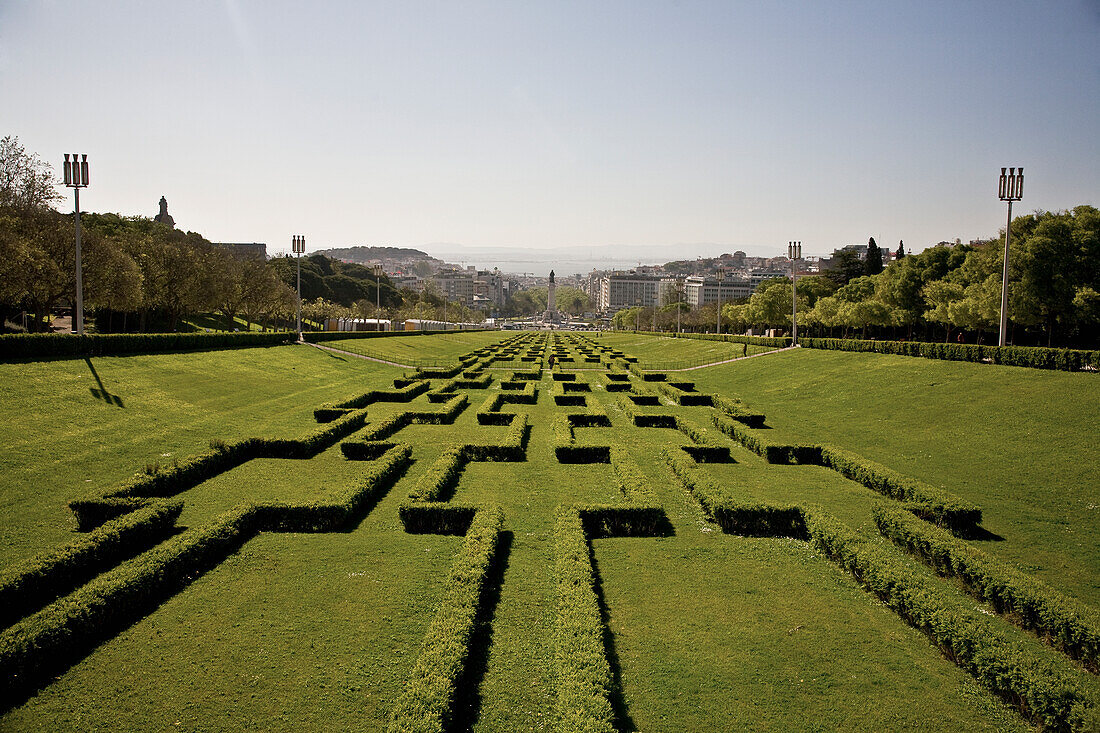 Hedges Cut In A Pattern In Eduardo Vii Park; Lisbon, Portugal