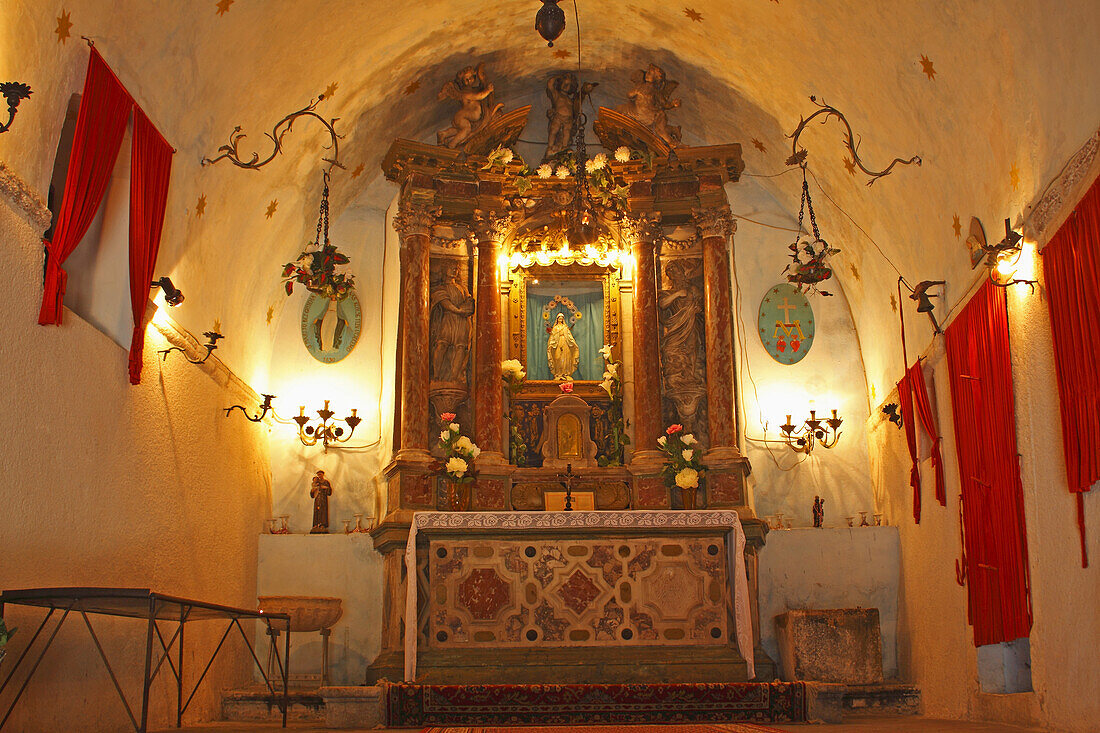 Interior Of A Small Chapel; Kotor Montenegro