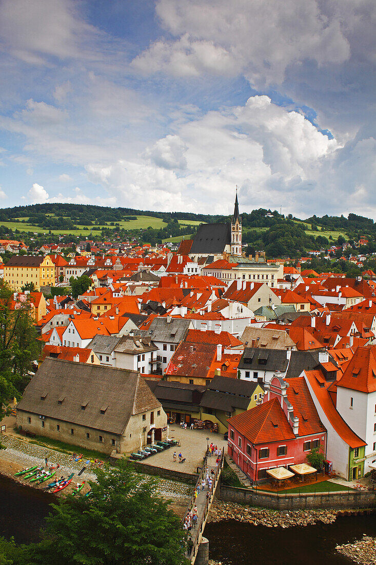 Vltava River And The Old Town; Chesky Krumlov Jihocesky Czech Republic