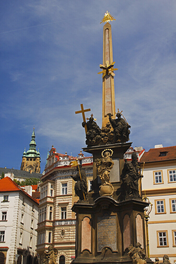 Säule der Heiligen Dreifaltigkeit im Stadtteil Mala Strana; Prag, Tschechische Republik