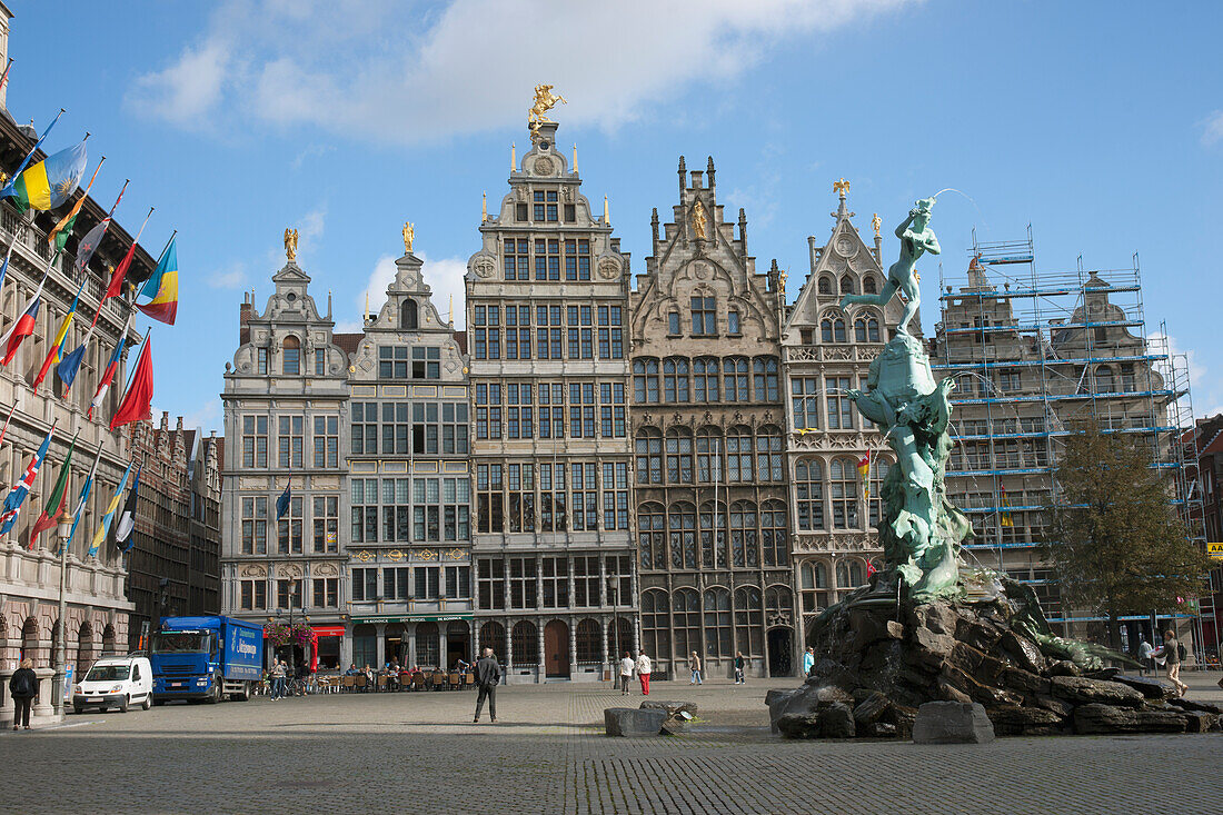 Statue Of Brabo Flinging The Giant's Hand; Antwerp Flanders Belgium