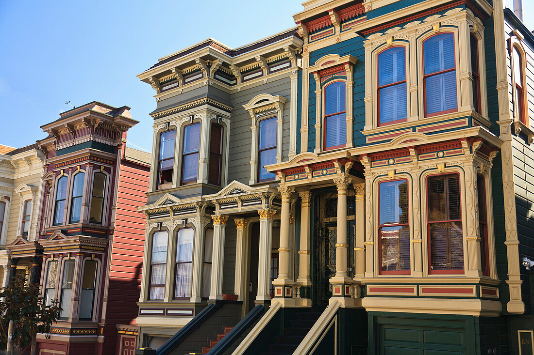 Victorian Style Homes Near Alamo Square; San Francisco California United States Of America