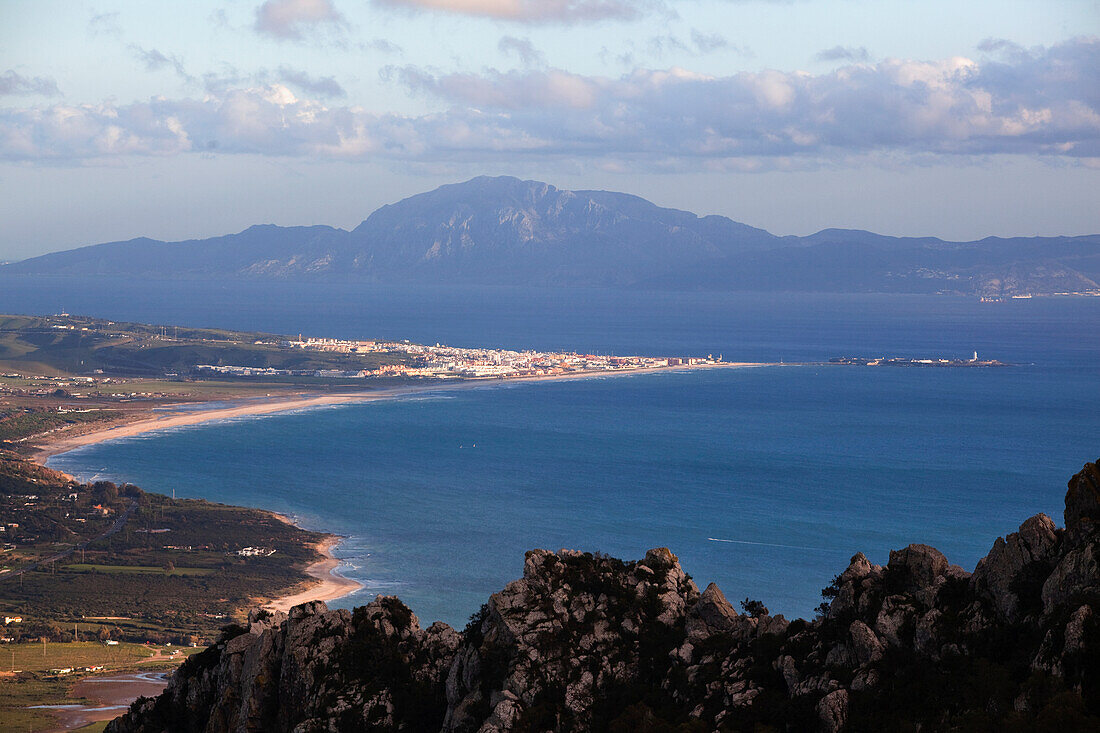 Strait Of Gilbraltar With Africa In The Background; Tarifa Cadiz Andalusia Spain