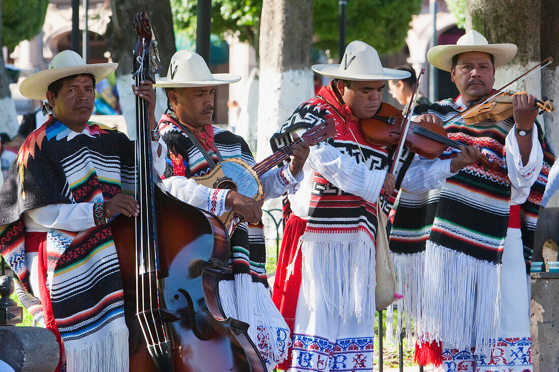 Group Performing The Danza De Los Viejitos (Old People's Dance) On The Plaza De Armas (Plaza De Los M