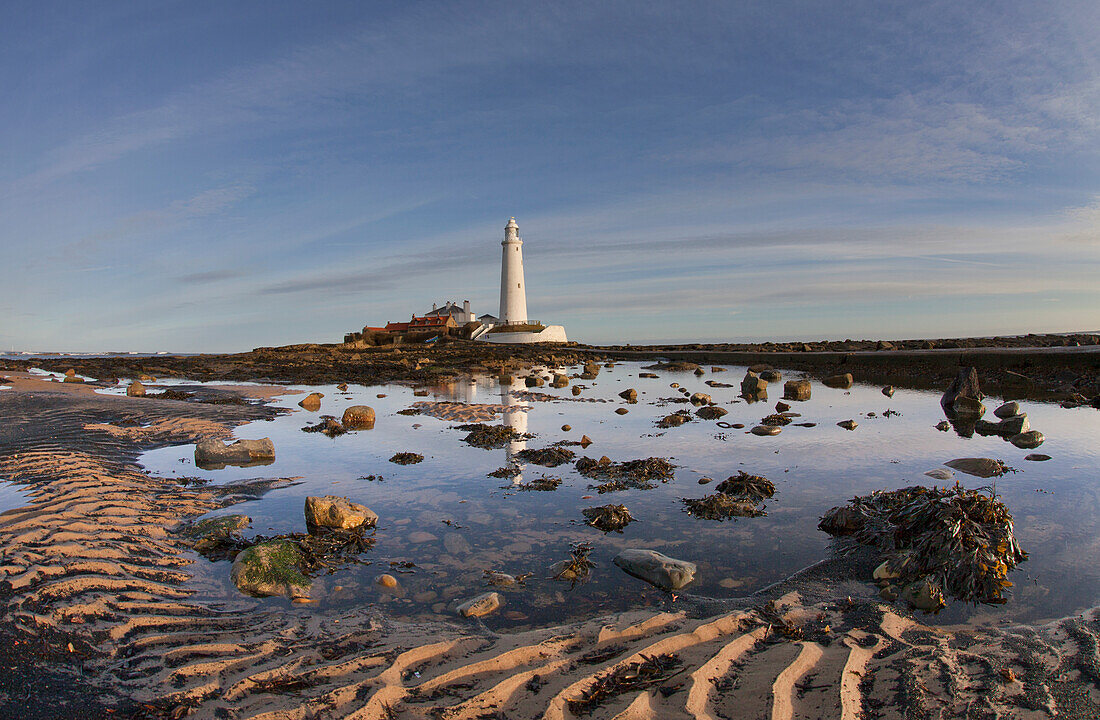 Leuchtturm auf der Insel St. Mary's; Northumberland England ?33? Lighthouse On St. Mary's Island; Northumberland England