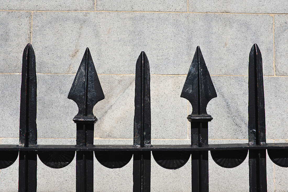 Schmiedeeisernes Zaundetail, Bunker Hill Monument, Charlestown, Boston, Massachusetts, USA