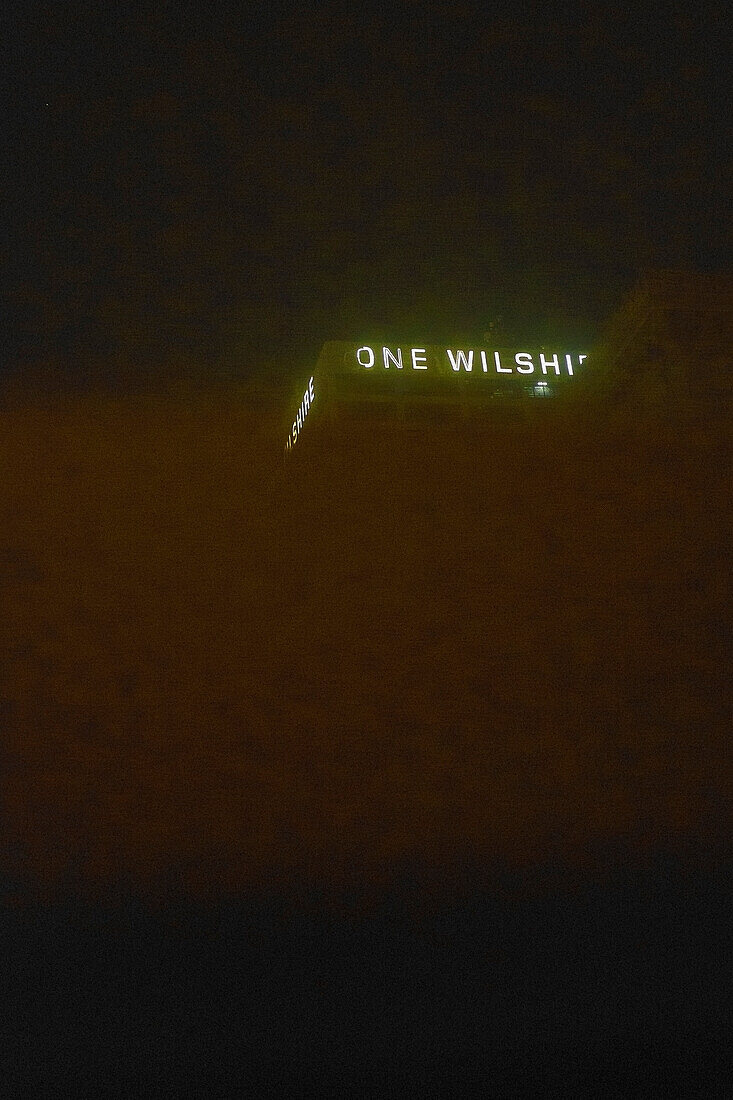 Office Building on Foggy Night, Los Angeles, California, USA