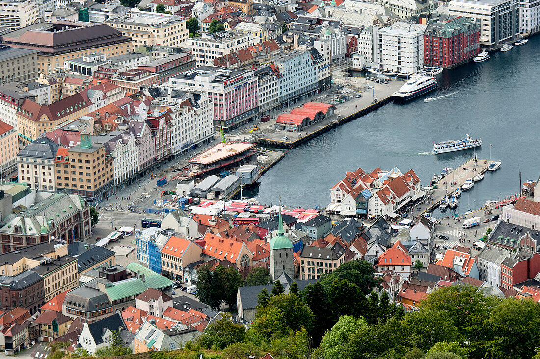 View Of Bergen From Floyen Mountain; Bergen Norway
