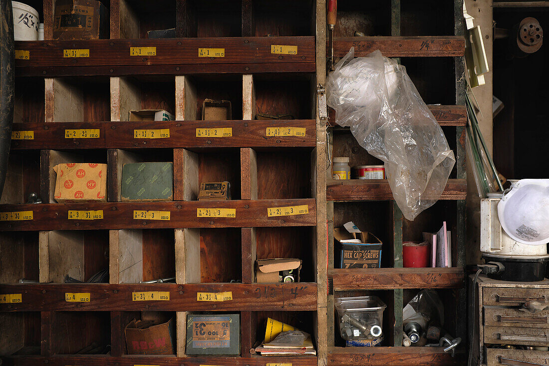 Storage Bins in Old Tool Shed