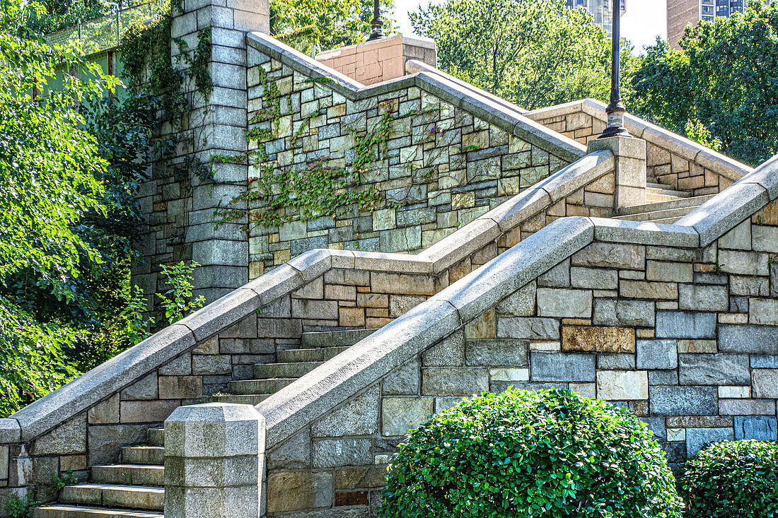 Granite Stairway, Fort Washington Park, Washington Heights, New York City, New York, USA