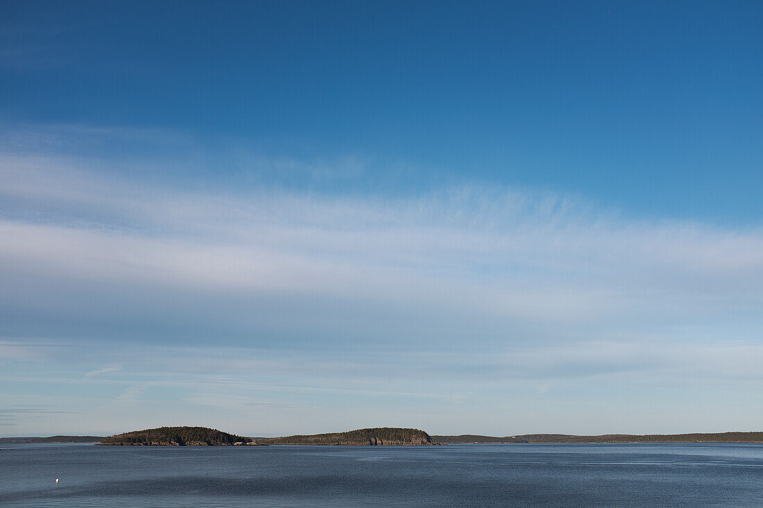 Early Morning View of Two Islands and Sea, Bar Harbor, Maine, USA