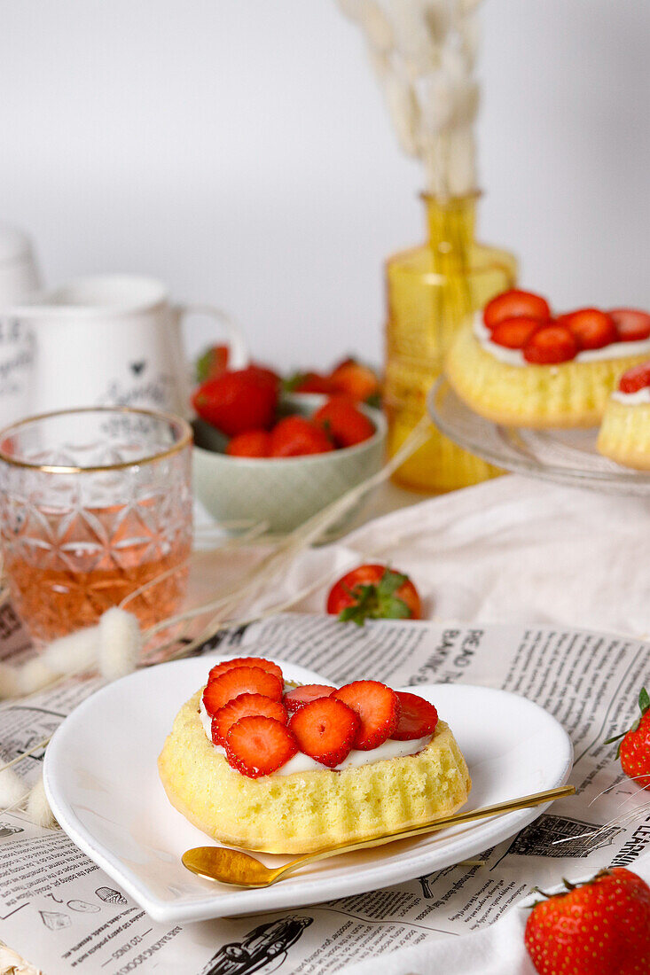 Heart-shaped strawberry tartlet