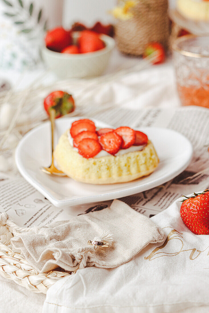 Heart-shaped strawberry tartlet for engagement