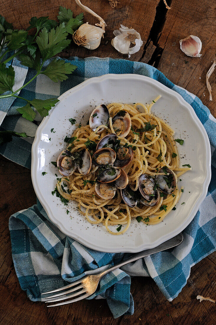 Spaghetti mit frischen Muscheln