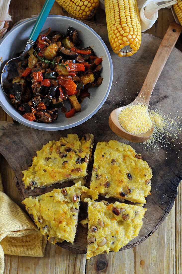 Polenta bean rösti with Mediterranean vegetables