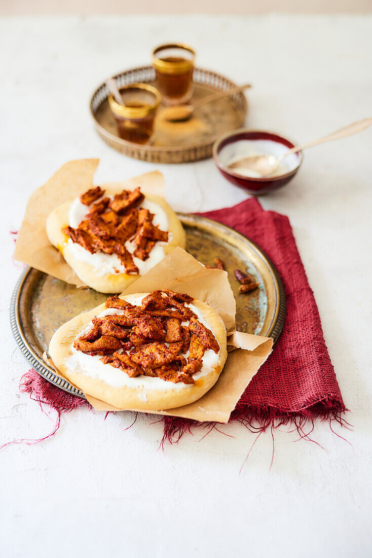 Pita bread with kebab meat