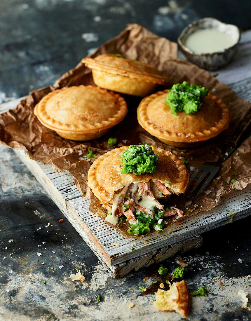 Smoked ocean trout and wasabi pies