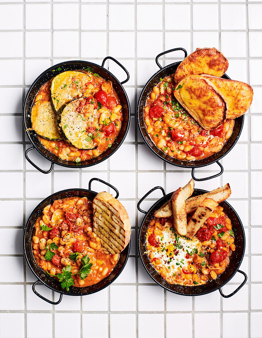 4x beans for lunch - pumpkin and cheese beans, Welsh rarebit, barbecue beans, eggs and beans in purgatory