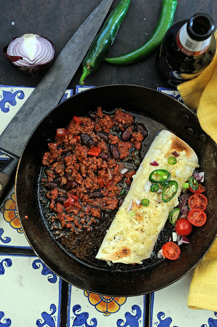Tortilla-Wrap mit Chili con Carne