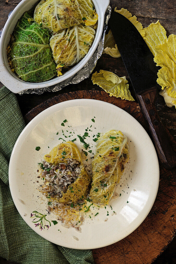 Verzolini (Stuffed cabbage leaves, Italy)