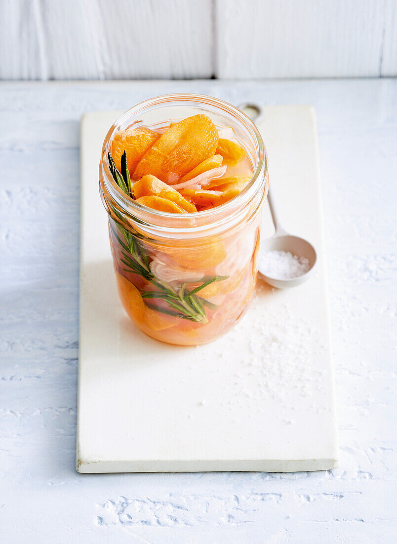 Fermented carrots with rosemary