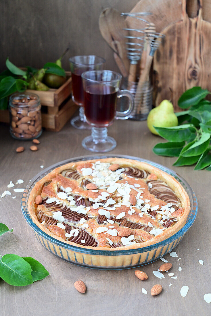 Pear tart with almond frangipane