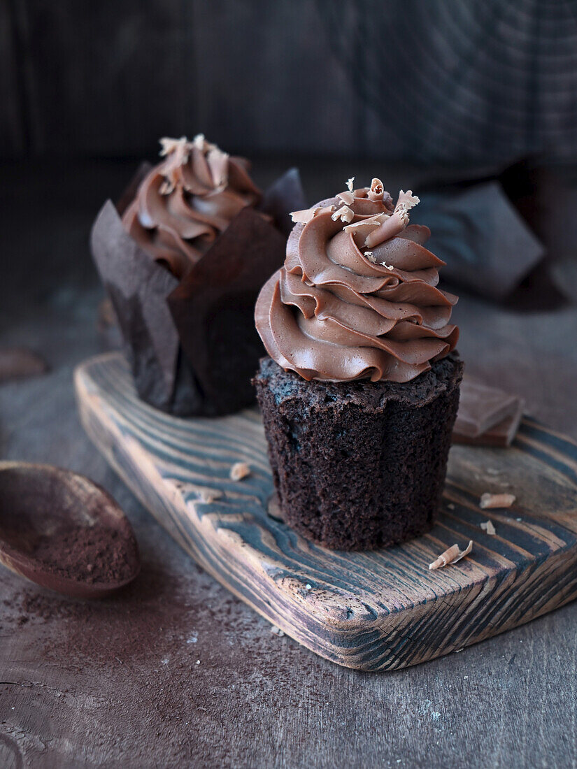 Schokoladencupcakes mit Schokoladen-Frischkäse-Creme