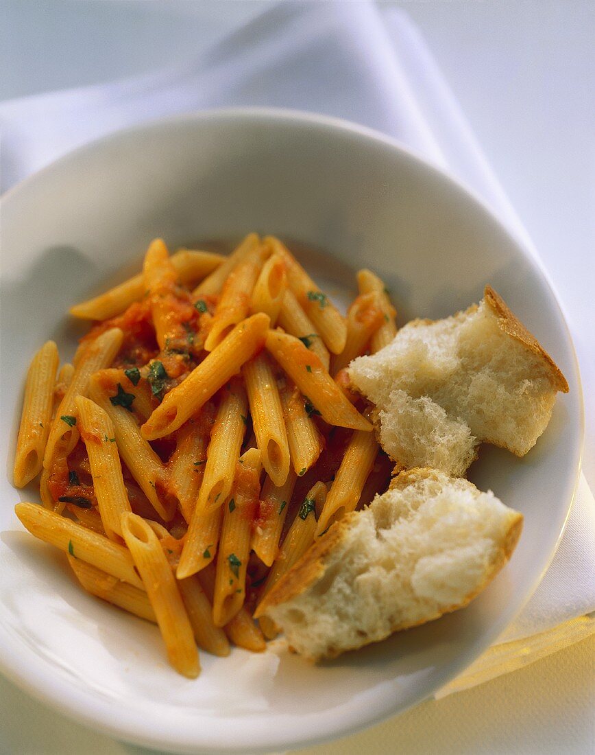 Penne Tossed with Tomato Sauce