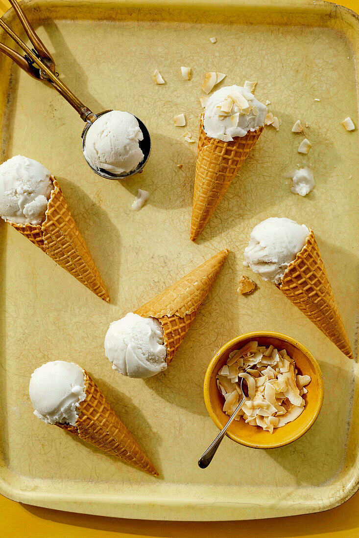 Coconut ice cream cones