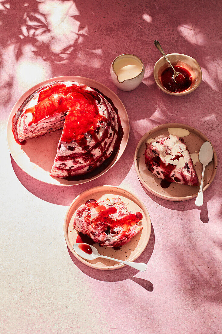 Cherry labneh summer pudding