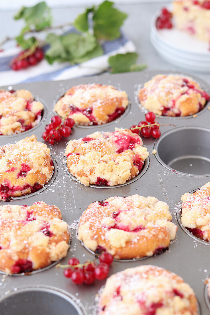 Johannisbeermuffins mit Streuseln