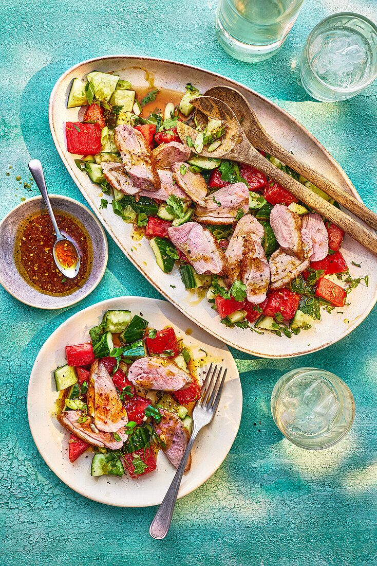 Sichuan duck salad with watermelon