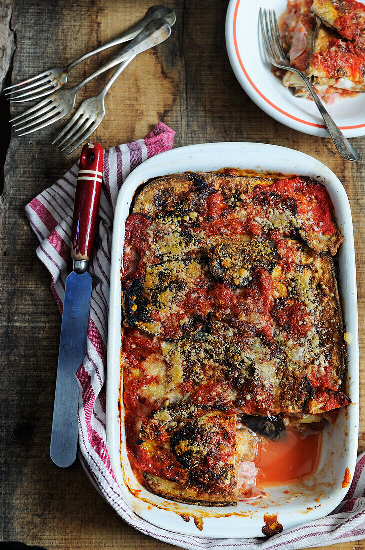 Eggplant Parmigiana (Eggplant casserole with parmesan, Italy)