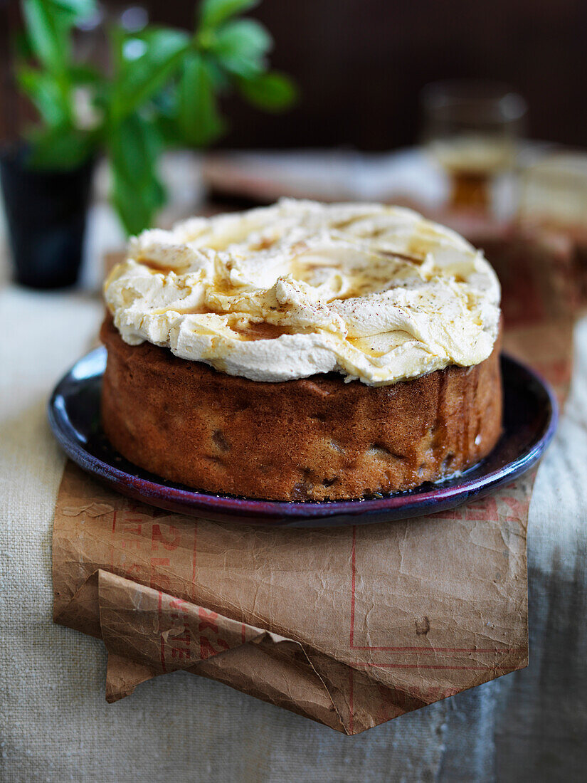 Eggnog apple cake with brown butter frosting