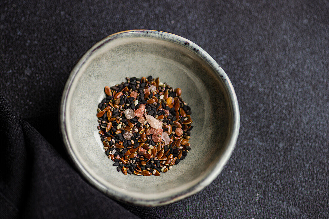 Mixed spices and seeds in a bowl