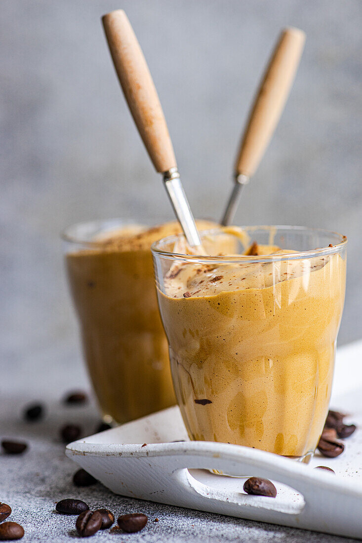 Coffee cream dessert in a glass
